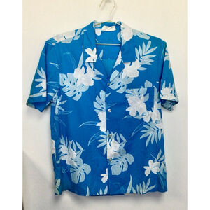 Men's vintage Live Honolulu Hawaii Hawaiian Shirt Size L Blue Floral
